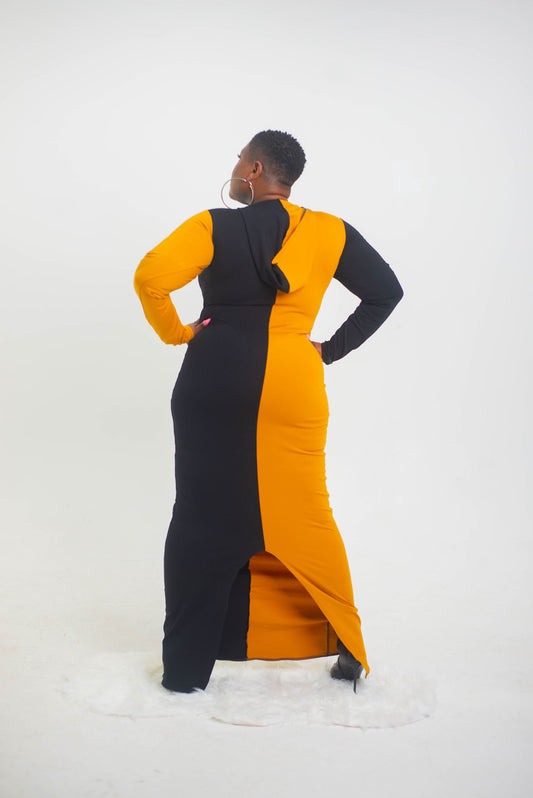 Colorblock'd Hoodie Dress